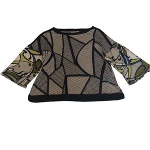 Chico's Black and Green Patterned Blouse